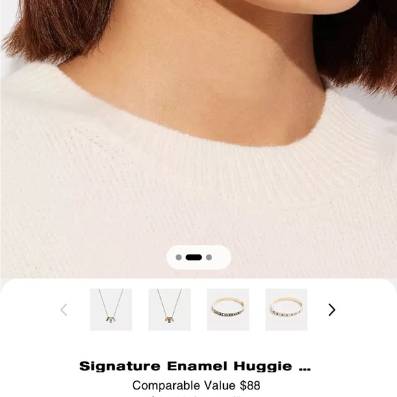 New Coach Signature Enamel Huggie earring - Picture 2 of 2